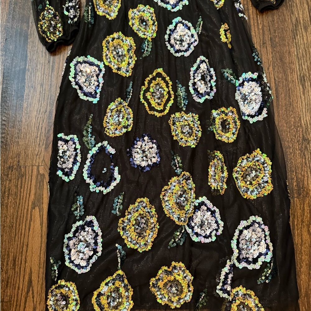 Anthropologie Floral Sequin Dress Let me Be-Q15 - Picture 14 of 14